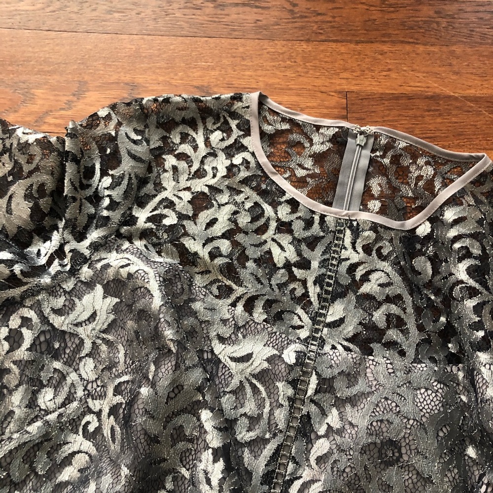 White House black market silver bell sleeve dress - Picture 7 of 10